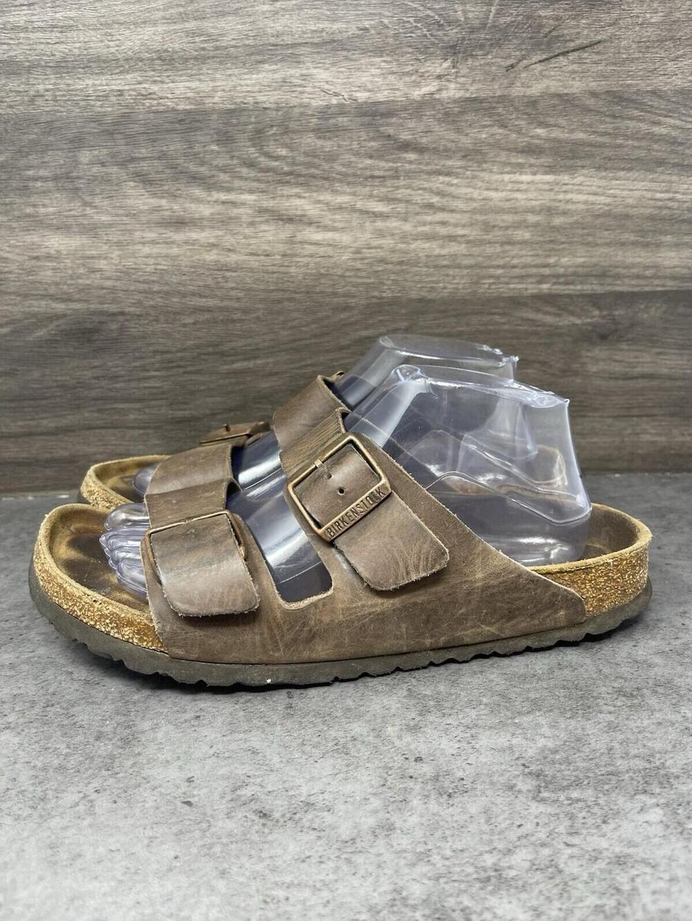 Birkenstock Arizona Oiled Leather Sandals Womens Size 10 (41) Brown Slip On